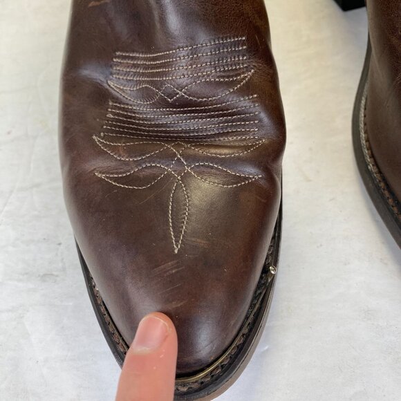 Vintage Leather Cowboy Boots Mens 10D Brown Western Pointed Toe Metal Toe Caps main image 7